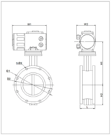 DN40 - DN1000 Actuador eléctrico a prueba de explosión Tipo de brida PTFE para válvula de mariposa 1