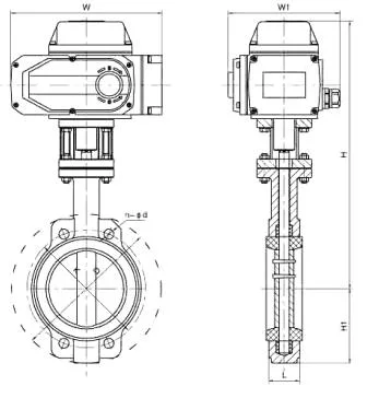 Válvula de mariposa de conexión de brida eléctrica de sellado de centro de fluor AC220V Norma DIN 1