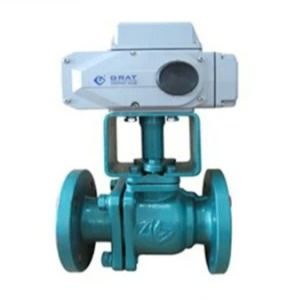 Válvula eléctrica de bolas de fluoro de tipo V de acero inoxidable FEP con conexión de brida