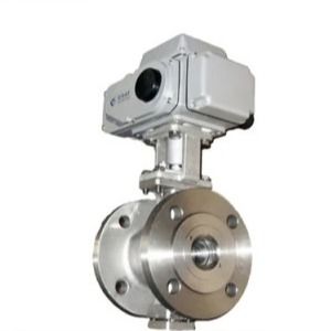 Flange de acero inoxidable de alta temperatura de tipo recta a través de la válvula de bola eléctrica