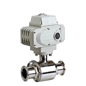 Válvula de bola eléctrica de acero inoxidable de conexión de abrazadera de 2 vías