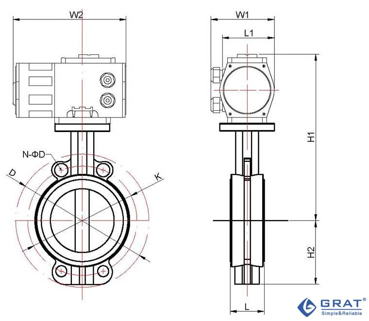 Exid II Bt4 válvula de mariposa eléctrica accionada a prueba de explosión IP68 Baja presión 0