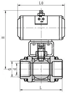 Válvula de bola neumática fija de acero inoxidable DN15 - DN50 0