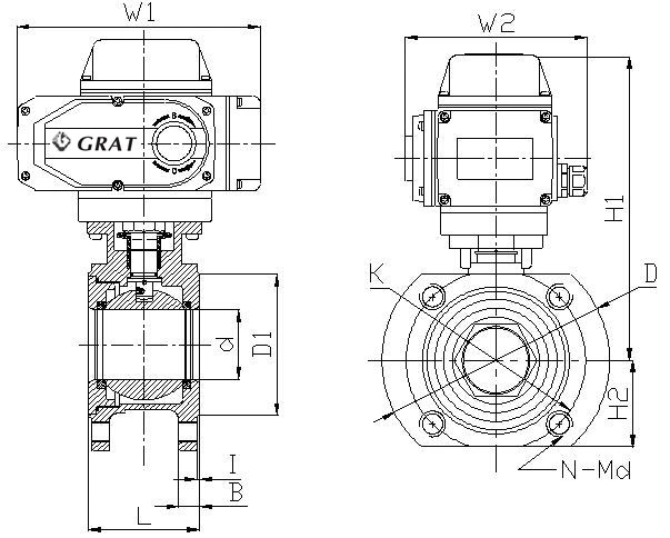 DN80 Corpo corto de acero inoxidable accionador eléctrico con accionamiento regulador de válvula de bola 1