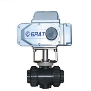 IP67 DN40 válvula de bolas de PVC motorizada de temperatura normal con actuador eléctrico