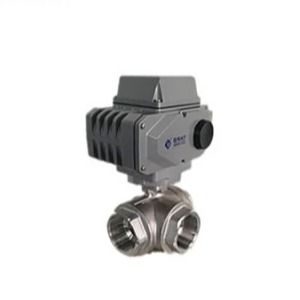 Valva de bola de acero inoxidable de control múltiple de 3 vías con actuador motorizado eléctrico